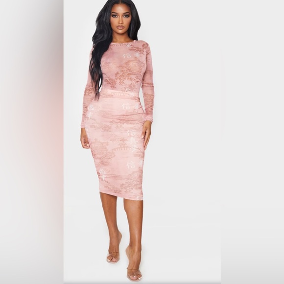 Rose Oriental Printed Mesh - Picture 4 of 8